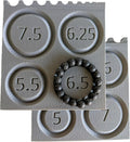 Gray AKBB2 double-sided bead board with built-in bead gauge and a sample bracelet