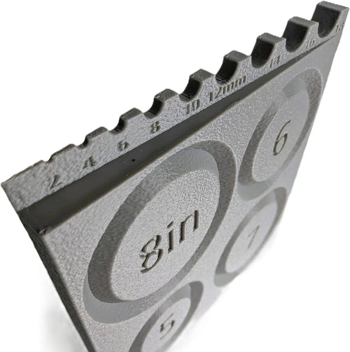 Close-up of the AKBB2 built-in bead gauge and engraved millimeter markings
