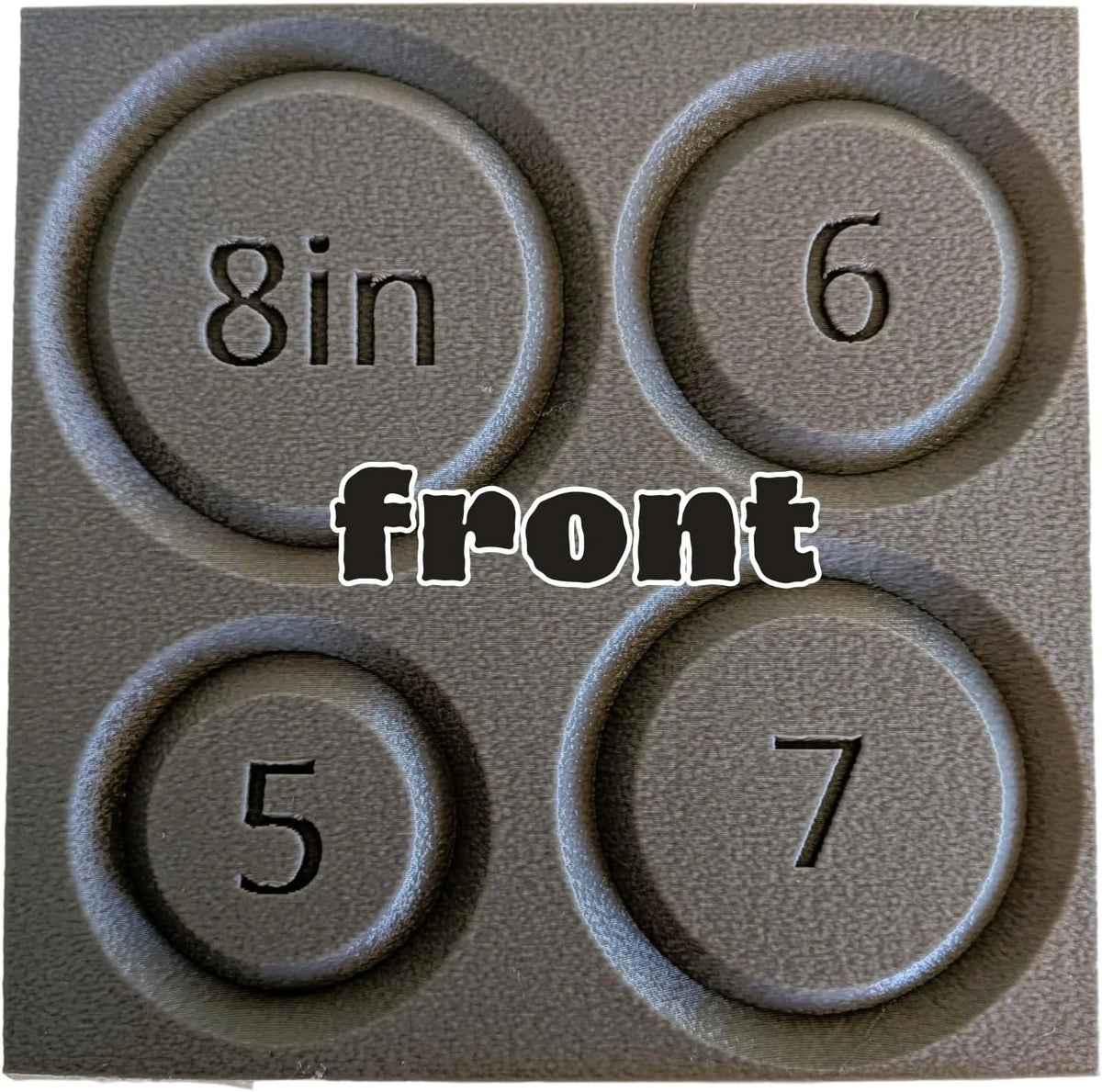 Front bracelet sizing channels marked 5, 6, 7 and 8 inches