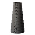 Gray round bracelet sizer with metric markings from 13 cm to 22 cm in 1 cm steps