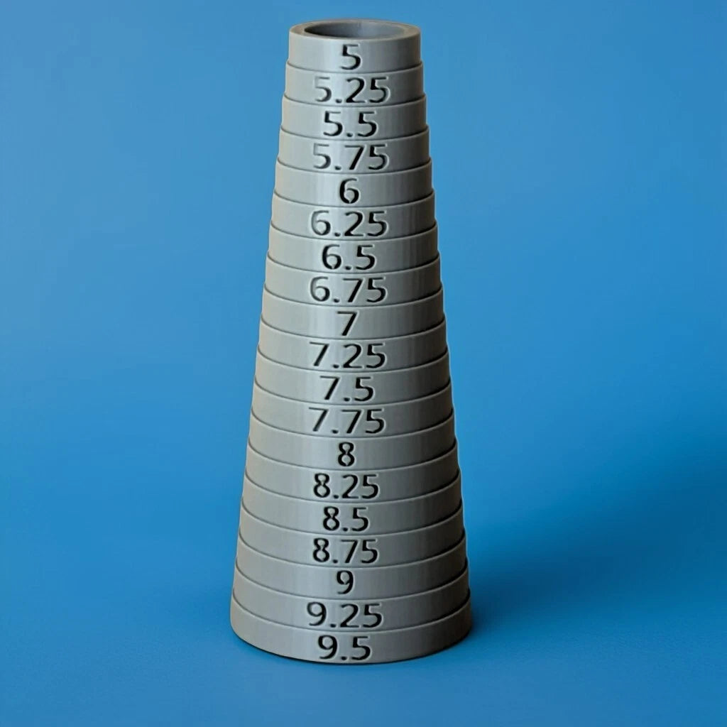 Round Bracelet Sizer Mandrel 5-9.5 in Circumference, 1/4-in Steps, Made in USA