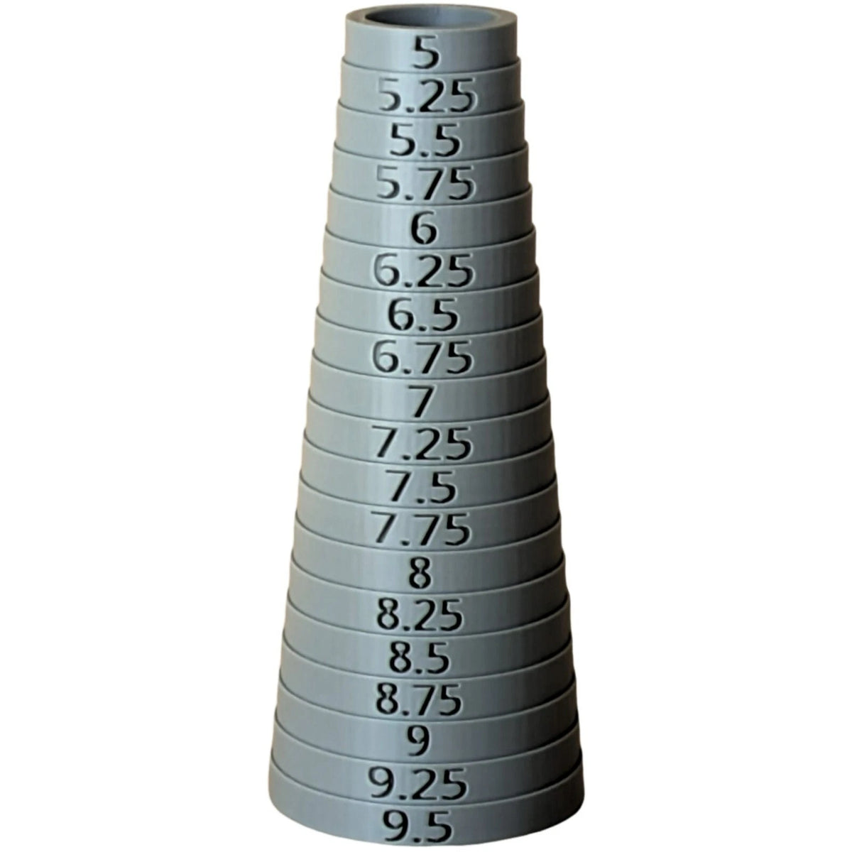 Round Bracelet Sizer Mandrel 5-9.5 in Circumference, 1/4-in Steps, Made in USA